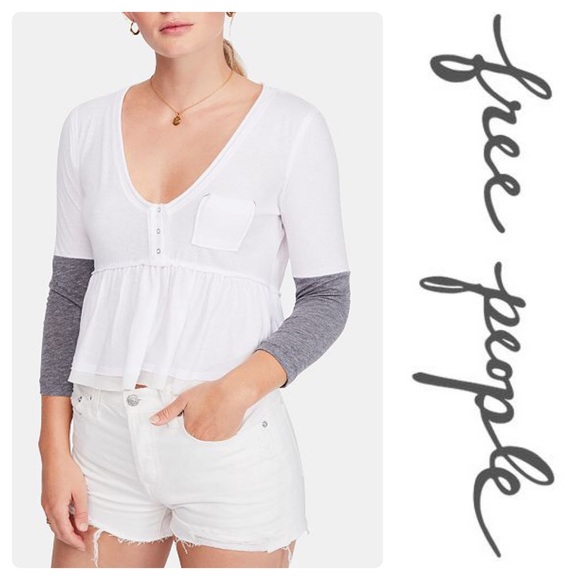 Free People Pants - New Fr P Heart of Mine Cotton Colorblocked Top